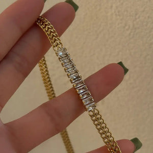 18k Gold Plated Premium Zircon Chain Bracelet