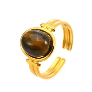 Natural Stone Crystal Oval Ring