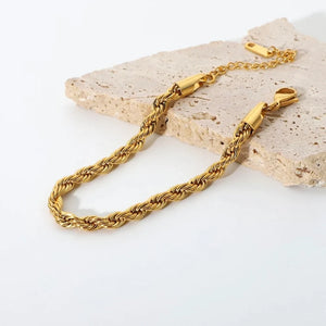 18K Gold Plated Twisted Rope Chain Bracelet