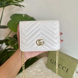 Gucci Wallet Quilted with Detachable Chain - White