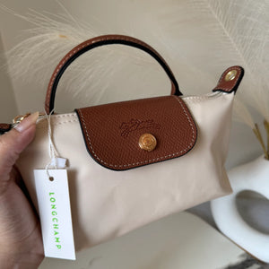 LongChamp Crossbody Bag with Strap - Beige