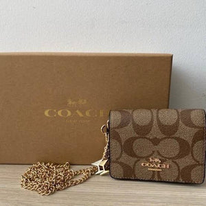 C*ach Mini Wallet Crossbody With Chain With Box