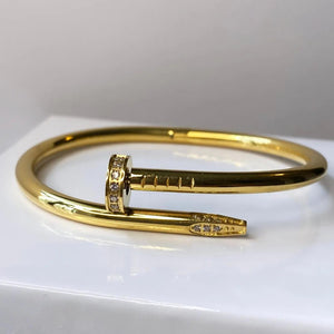 Stainless Steel 18k Gold Plated Nail Stone Bracelet