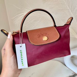 LongChamp Crossbody Bag with Strap - Maroon