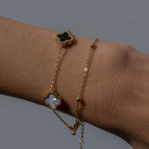 Double Sided Clover Gold Bracelet Openable