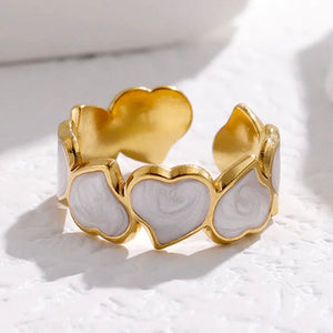 Stainless Steel White Heart Ring
