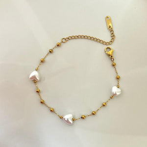 Pearl Heart Chain Bracelet