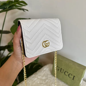 Gucci Wallet Quilted with Detachable Chain - White