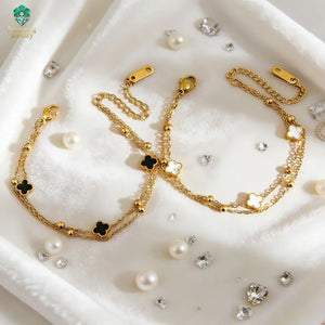 Double Sided Clover Gold Bracelet Openable