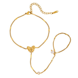 Pearl Bow  Hand Chain