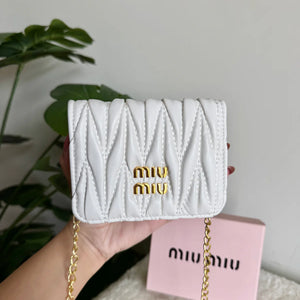Miu Miu Wallet with Detachable Chain - White