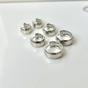 Set of Three Silver Chunky Hoops