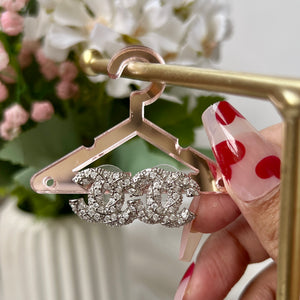 Designer Silver Zircon Large Chanel Earrings