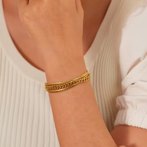 18k Gold Plated Triple Layer Link Bracelet