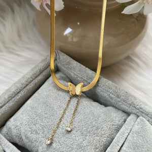18k plated Snake Chain Butterfly Necklace
