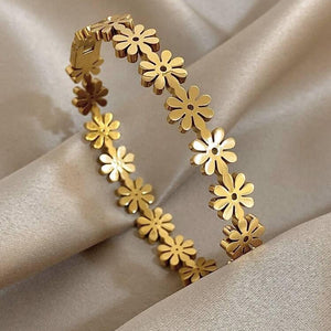 Stainless Steel Flower Bangle Openable