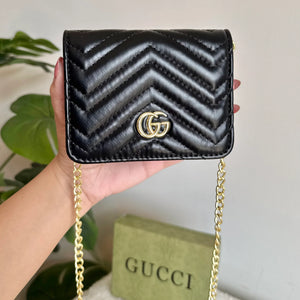 Gucci Wallet Quilted with Detachable Chain - Black