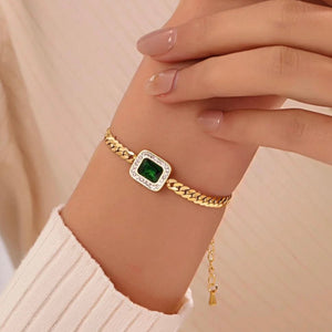 18k plated Emerald Stone Bracelet