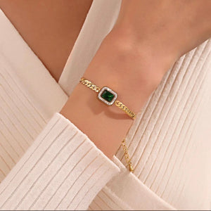 18k plated Emerald Stone Bracelet
