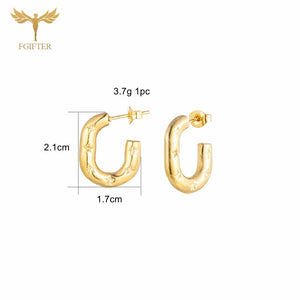 Stainless steel Gold Chunky Half Hoops Earrings