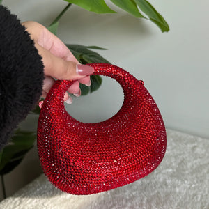 Viral Swarovski Metallic Clutch - Mini Red