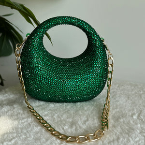 Viral Swarovski Metallic Clutch - Mini Green