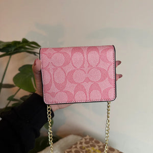 Coach Signature Wallet with Detachable Long Chain - Pink
