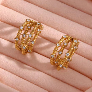 Half Pearl Hoops Earrings