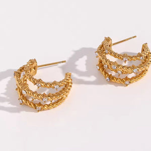 Half Pearl Hoops Earrings