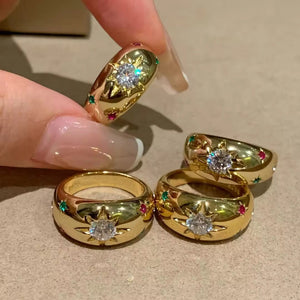 Luxury Multi Zircon Ring Stainless Steel