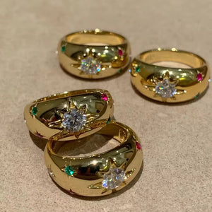 Luxury Multi Zircon Ring Stainless Steel