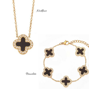 Luxurious Rhinestone Clover Set