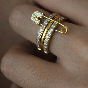 Triple Layer Stacked Ring-Stainless Steel With Sparkling Pin