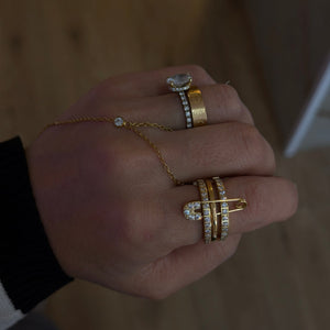 Triple Layer Stacked Ring-Stainless Steel With Sparkling Pin