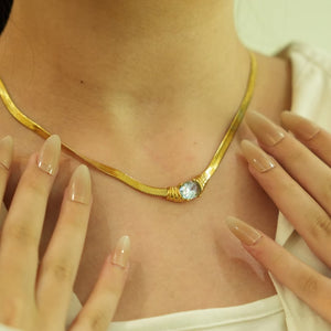 18k Gold Plated Luxurious Snake Chain Zircon Set