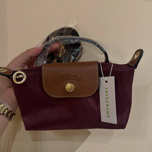 LongChamp Crossbody Bag with Strap - Maroon