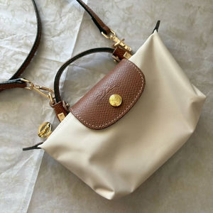 LongChamp Crossbody Bag with Strap - Beige