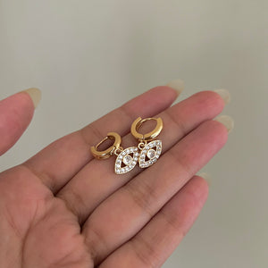 Evil eye zircon huggies