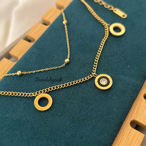 stainless steel rhinestone roman double layer chain bracelet