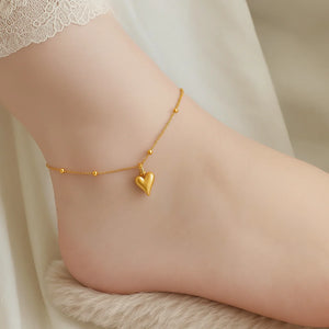 Yellow Chimes Anklet for Women Gold-Plated Heart
