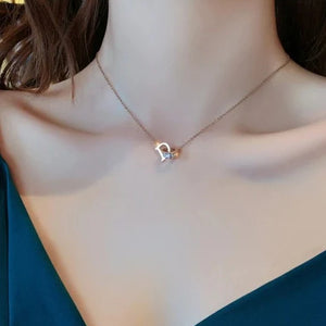 Stainless Rose Gold D Shape Necklace