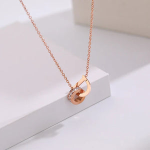 Stainless Rose Gold D Shape Necklace