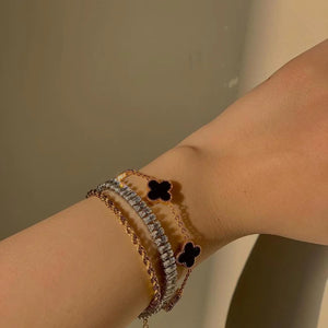 Milas Twisted Black Clover bracelet With Tennis Bracelet