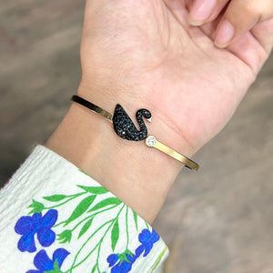 Black swan bracelet openable 10020