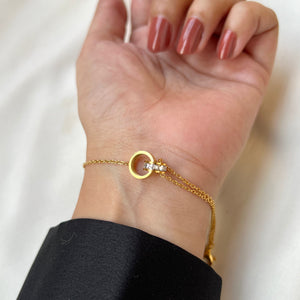 Love rhinestone bracelet gold plated