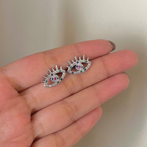 Zircon evil eye studs